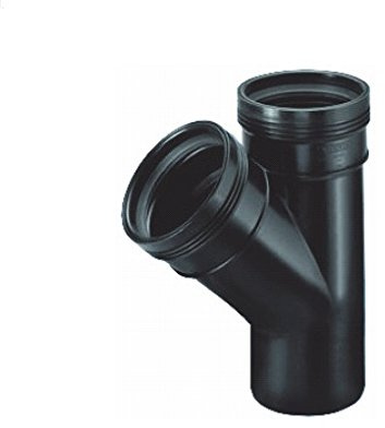 AquaForte 45° T-piece, with 2x/1x plug/wedge connection, diameter 75 mm