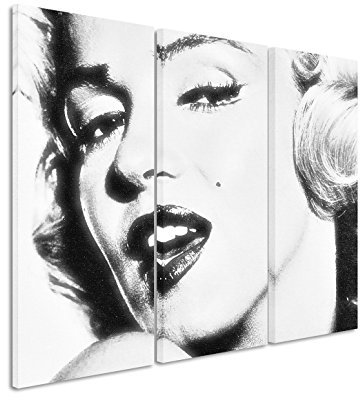 Eau Zone GmbH Kunstdruck auf Leinwand 3 teilig je 40x90cm Künstlerische Fotografie – Die Ikone Marilyn Monroe