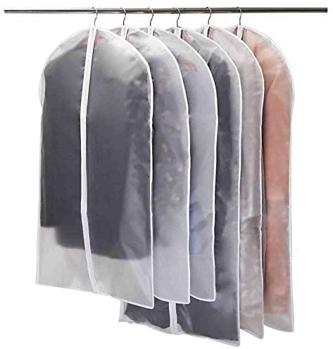 Niviy Garment Bags Pack of 6, Transparent Suit Bags, 120 x 60 cm + 100 x 60 cm Breathable Fabric Suit Bag for Suits, Dresses, Coats, Jackets, Shirts, Evening Dresses, Storage