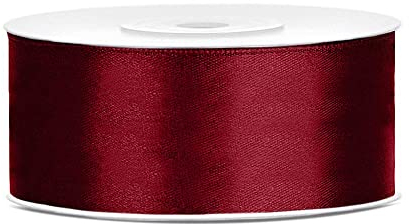 DaLoKu Satinband 6/12/25/38/50/100mm x 25m Geschenkband Schleifenband, Größe: 25mm x 25m, Farbe: Dunkelrot