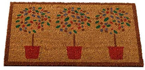 GadgetZone Large Novelty Printed Bay Trees Welcome Mat Natural Coir Absorbent Entrance Doormat Vinyl Backed & Anti-Slip Rubber Floor Mat (bay trees)