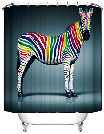 JMAHM Rideau de douche en tissu polyester imperméable et anti-moisissure Motif zèbre 180 x 180 cm