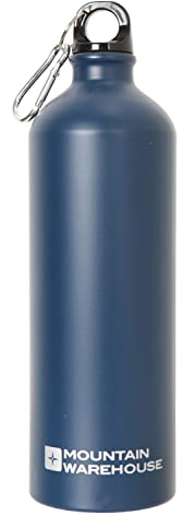 Mountain Warehouse 1L Metallic Bottle with Karabiner - Metallic Finish Water Bottle Navy