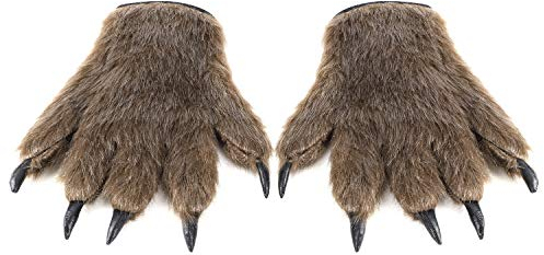 Halloween Werwolf Handschuhe Horror Tricky Wolf Gloves Cosplay Maskerade Kostüm Prop Cartoon Plüsch-Handschuhe Bärentatze Handschuhe Erwachsene Warme Fingerhandschuhe Halloween Kostüm Zubehör