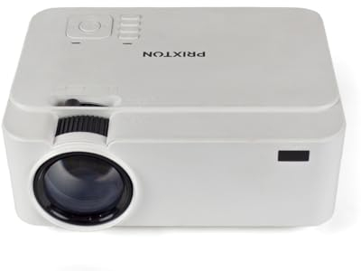 PRIXTON Vidéoprojecteur Portable Goya, Projecteur avec 2800 Lumens, Compatible avec Full HD, 2 Haut-parleurs intégrés, Télécommande, Connexion HDMI/USB/MicroSD/VGA/AV in, Couleur Blanc