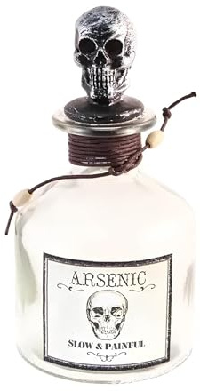 Unbekannt Deko-Flasche Partydeko für Halloween Arsen-Flasche Silber-rot 16 cm - Grau, Weiss