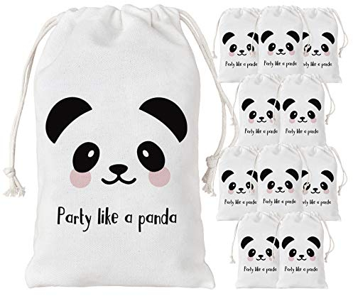 Panda Party Favor Taschen 12er Pack - Geschenk Goodie Candy Treat Taschen für Party Like a Panda Dekorationen, Babyparty, Birthday Party Supplies