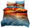 Bettwäsche Set Bay City Beach Palmen Blauer Himmel Weiße Wolken Ozeanwellen Landschaft Sonnenuntergang und Abend Mikrofaser Polyester Bettbezug und Kissenbezug (Mehrfarbig 5, 135 x 200 cm)