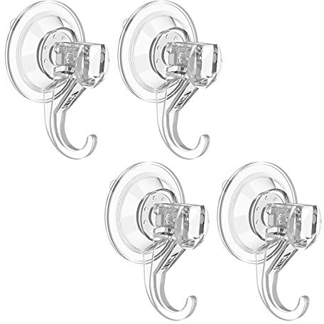 ZriEy 4 Pack Suction Hooks Bathroom Wall Door Glass Window Hanging Suction Cups Sucker Hooks Kitchen Handbag Key Towel Holder Hanger Christmas Decorations Heavy Duty Max Holding Clear Plastic 3 KG