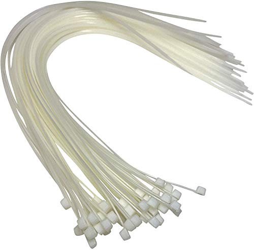White Plastic Cable Ties Long and Wide Extra Large Zip Ties wrap Extra Heavy Duty Cable Ties 9.0mmx550mm, 100 Pieces (9.0x550mm, White)