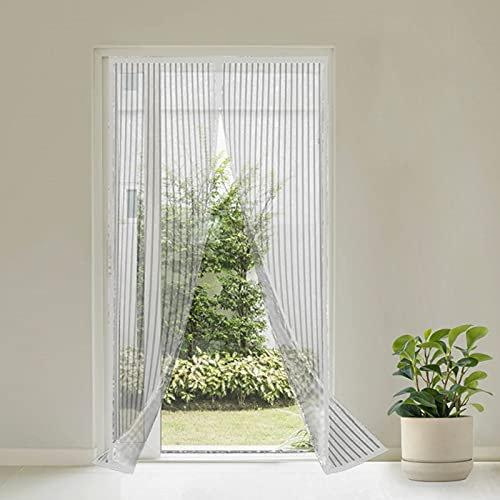 Virsus Zanzariera Magnetica con misura 90 x 210 cm tenda a 2 pannelli per Porte Finestre Balcone Anti Zanzare e insetti per Cucina, Soggiorno colore bianco