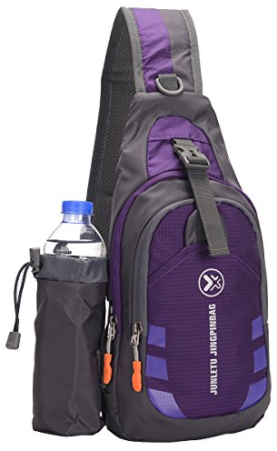 Sling Backpack with Bottle Holder Chest Sling Bag for Crossbody Bag for Spots Hiking Chest Bag Sports Water Bottles Sport Backpack Bag Multifunction Travel Purple