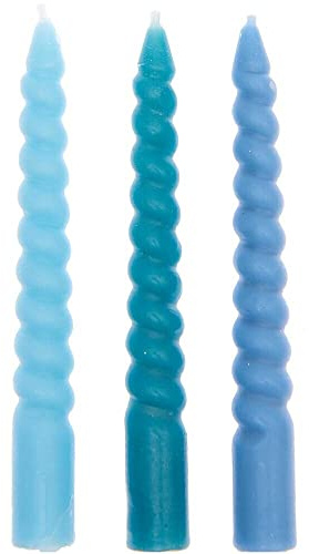 Spiralkerzen, Smokey Blau Mix, 10 Stk, Ø 1,2 cm x 10 cm hoch