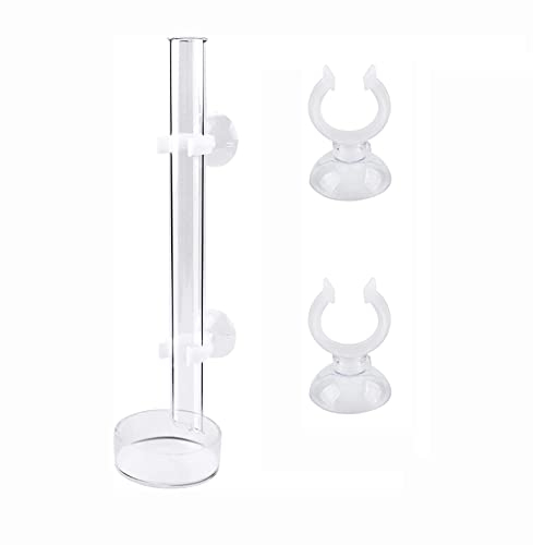 Tiardey Aquarium Futterrohr, Glas Fischrohr Aquarium Futterrohr Fischgarnelen mit Fischfutterschale mit 2 Stück Saugnäpfen (20cm)