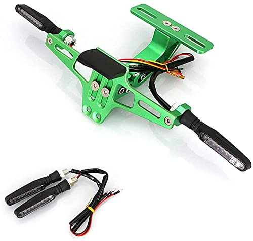 Motorrad CNC LED Hintere Kennzeichenhalter Kennzeichenträger Kennzeichen Halterungen, FüR Kawasaki Z750 Z900 Z800 Z1000 Versys 650 Ninja 250r 300 Z650 Motorrad Einstellbare Winkel mit LED Licht