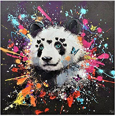 IRRYNJ Panda Graffiti Art Toile Tableau Peinture Mignon Animal Affiche Rue Pop Murale Art Tableaux pour Chambre d'enfant Chambre Decoration À La Maison 60x60cmx1 Pas de Cadre
