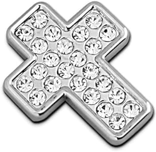 NewL Automotive Bling Bling 3D Kristall Kreuz Form Diamant Metall Buchstaben Emblem Abzeichen (Silbernes Kreuz)