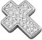 NewL Automotive Bling Bling 3D Kristall Kreuz Form Diamant Metall Buchstaben Emblem Abzeichen (Silbernes Kreuz)