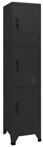 vidaXL Schließfachschrank Spind Schrank Umkleideschrank Metallschrank Fächerschrank Aktenschrank Büroschrank Lagerschrank Schwarz 38x45x180cm Stahl