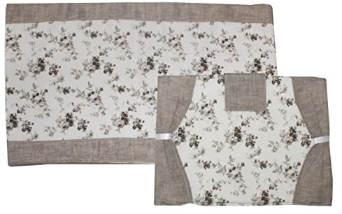 Coordinato Copriforno Roses Coprifornello Roselline 5 Fuochi Arredo Casa Cucina -Beige-Forno+fornello
