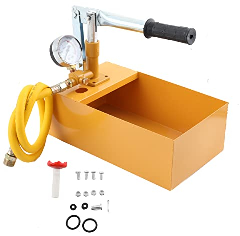 Cozyel Abdrückpumpe Prüfpumpe Befüllpumpe für Heizung und Solar, 5 Liter Füllpumpe Heizung 0-25 bar Manuelle hydraulische Testpumpe Heizung Wasser Handpumpe mit klarer Skala, 1m 1/2 Druckschlauch