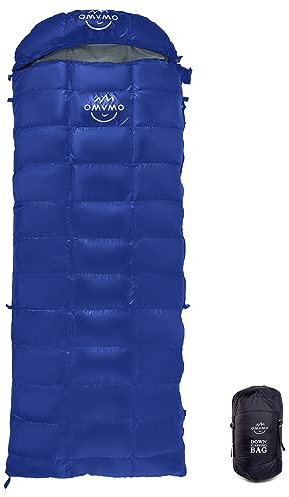 OMVMO Rechteckiger Daunenschlafsack für Erwachsene, Camping, Rucksackreisen