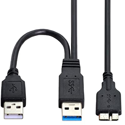 CY Micro USB 3.0 Power Y Kabel, Dual USB 3.0 Daten & USB 2.0 Power A Stecker auf Micro USB 3.0 Kabel mit Extra Power für SSD HDD