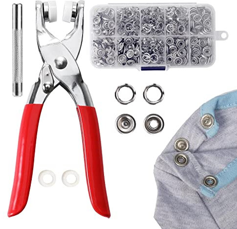 100 Sets Five Claw Buckle Tool Set, Metall Snaps Buttons with Metal Snap Zange, 9.5mm Eyelet Press Studs Kit, Snap Button Fastener Kit for Purse Handbag Clothes Sewing Craft DIY Supplies (150 pcs)