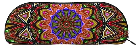 Kaleidoskop Drucken Bleistift Fall Stift Tasche Leder Wasserdicht Reißverschluss Bleistift Tasche Für Büro Reisen, silber, Einheitsgröße, Halbrund