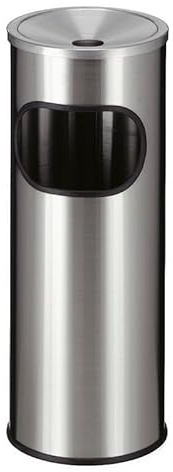 PROREGAL Runder Edelstahl Kombiascher | 9 Liter, HxØ 61x24cm | Silber
