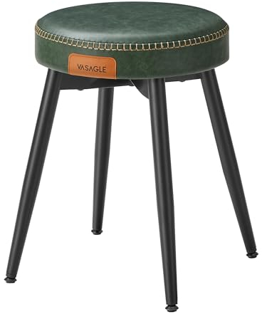 VASAGLE EKHO Kollektion - Esszimmerstuhl, Küchenstuhl, Kunstleder, Mid-Century-Modern-Stil, 48,2 cm hoch, einfacher Aufbau, Schlafzimmer, waldgrün LDC170C01