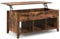 Multigot Lift Top Coffee Table, Rectangular Wooden Cocktail Center Table with Hidden Compartment & 3 Open Storage Shelves, Multifunctional Sofa Side Table for Living Room Bedroom Office (Rustic Brown)