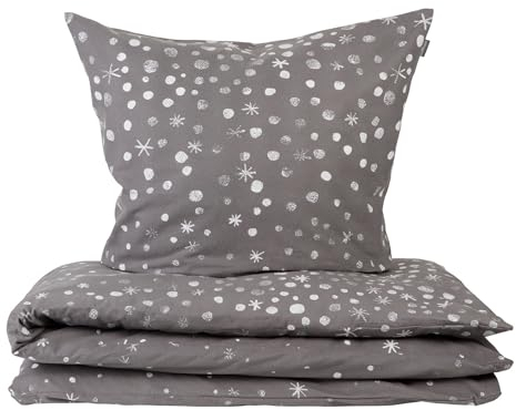 Schiesser Bettwäscheset Runa - Feinbiber - 2-teilig - 135 x 200 cm - Grau