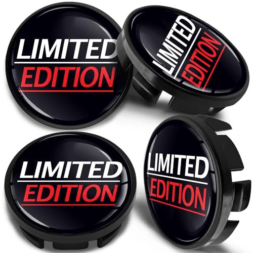 SkinoEu 4 x 65mm Nabendeckel Felgendeckel Radnabenabdeckung Nabenkappen Felgenkappen Radkappen Alufelgen Kompatibel mit VW 3B7 601 171 / 6U7 601 171 Limited Edition Schwarz Rot CV 53