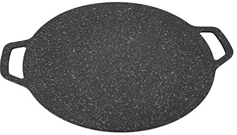 BSTCAR Parrilla de Barbacoa Redonda de Alta Conductividad Térmica, Plancha para Cocinar en Interiores y Exteriores (38cm)