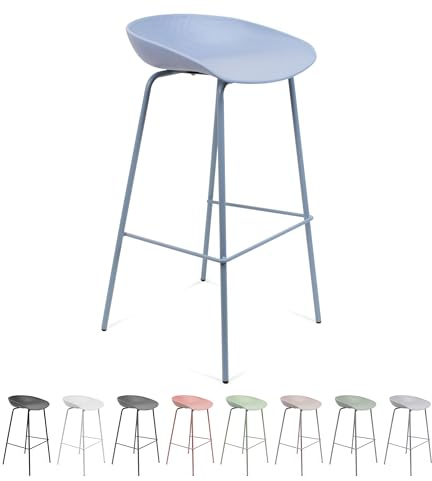 THE SECRET HOME - Taburete de Polipropileno y Metal - Alto. 84 cm x Largo. 44 cm x Ancho. 43 cm - Color Azul - Asiento Extra para el Hogar - Ideal para Cocina (Modelo 2)