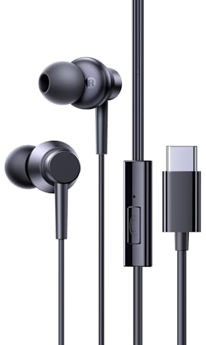 Baseus Encok CZ11 Typ C Kopfhörer, USB C Wired Earbuds mit Mikrofon, In-Ear Kopfhörer für iPhone 15 Pro Max, iPad Pro/Air, MacBook Pro/Air, Samsung S24 Ultra & mehr - Schwarz