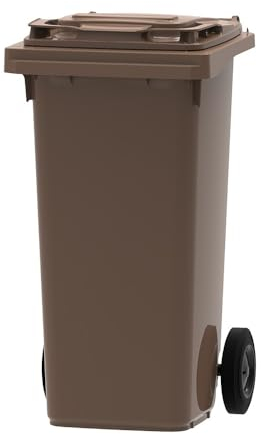 ESE France Conteneur Poubelle à déchets 2 roues - 120L - Robuste et Économique - 100% Recyclé - Marron Fabriqué en France