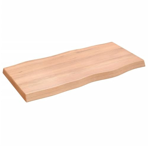 TJROO Tischplatte Hellbraun 100x50x6 cm Massives Eichenholz Tabletop Esstischplatte Möbelplatten Esstiach Esstisch Holz Tischplatten Deckplatte Holzplatten Schreibtischplatten