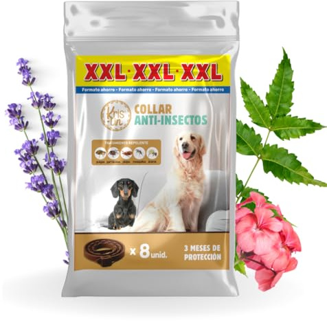 KRISLIN Pack de 8 Collares Antiparasitarios para Perros, Marrón, 57 cm