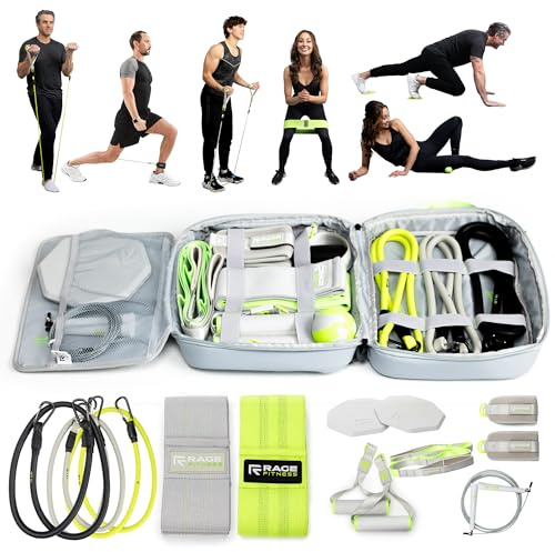 Ex Kit Heim-Fitnessgerät mit Tragetasche – 10-teiliges Widerstandsbänder-Set mit Griffen, Türanker, Springseil, Booty-Bändern und mehr – Ganzkörper-Trainingsbänder-Set für Kraft, Cardio und