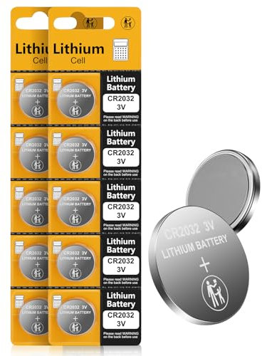 Batteria al litio CR2032 da 3 V (10 pezzi) - Batteria a bottone per Apple Airtag/telecomando per auto/portachiavi/monitor glucosio/candele/orologi/bilance/campanello/sensori intelligenti/sostituzione