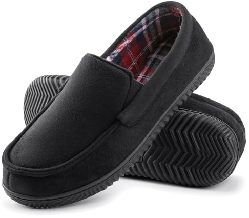 RockDove Men's Alexander Flannel Lined Loafer Slipper, Size 9 UK Men, Black