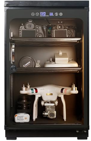 50/60/80/100L Drying Cabinet Drying Oven,Full Automatic Electronic Dry Cabinet Box Dehumidify Drying Moistureproof Cabinet,with LED Light&Touch Display Screen,for Storing Watches,Cameras,Tea,80L