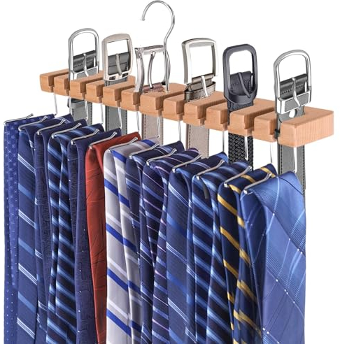lomonmen Portacravatte Da Armadio,Gancio per Cintura in Legno,Appendiabiti per cintura con Gancio per Cinture,Sciarpe,Cravatte