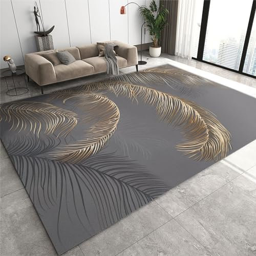 Affascinante Tappeto in Canna Piumato Fiorito,Tappeti Moderni Unici Grigio Scuro,Tappeto Antiscivolo Moderno di Tendenza,Piccolo Tappeto Morbido A Pelo Basso per La Camera dei Bambini Tappeto da Sal