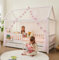 ALAVYA HOME® Betthimmel DEKO Set für HAUSBETT 3-TLG Set 2 x Betthimmel Länge: 340cm, Breite: 150cm und 1 x Groß Pompomkette Dekoset aus 100% Polyester GOTS Zertifiziert für Kinder - Rosa