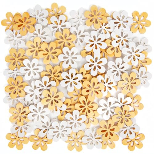 Logbuch-Verlag 72 kleine Ostern Deko Holzblumen Blüten Blumen Streuteile Tischdekoration Sommer Feste 4 cm gelb orange