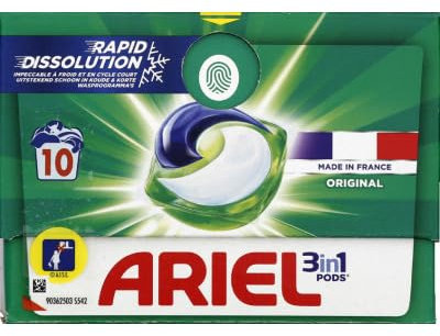 Ariel Ariel 3in1 pods, lavages capsules liquides 10 lavages, original -