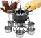 kswiown 16pcs Edelstahl Fonduetopf Set mit Brenner und Gabeln, Bonbon Schmelztopf Schokofondue Topf Kits, Käse Fondueset für Schokolade Käse Fondue Familienessen Nachtisch Picknicks